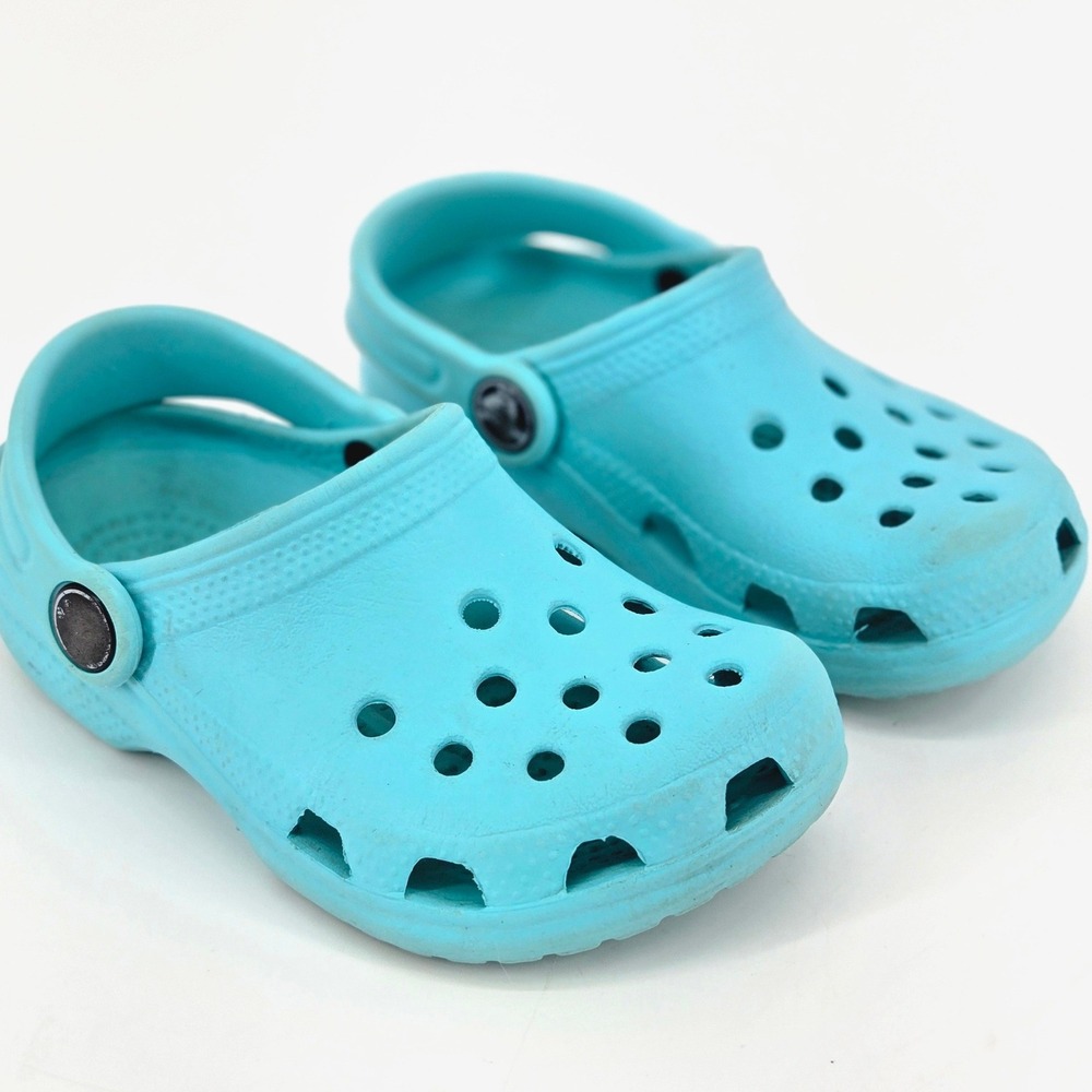Crocs Toddler Classic Clog Sea Blue Waterproof Wide Toe Box Slip On Shoes 8 9